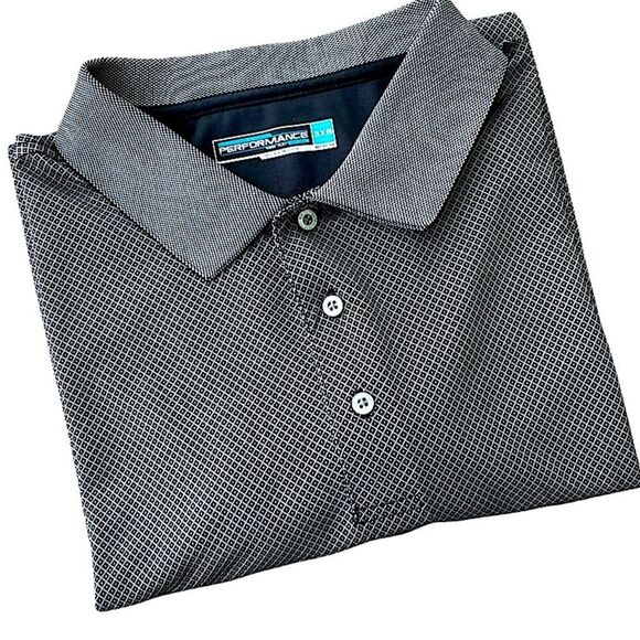 Roundtree & Yorke Performance Polo Shirt 3XB Gray Geometric Print - Picture 1 of 8